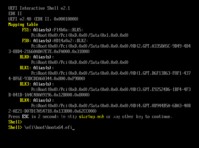 G55x Démarrage impossible Launch EFI Shell from filesystem device