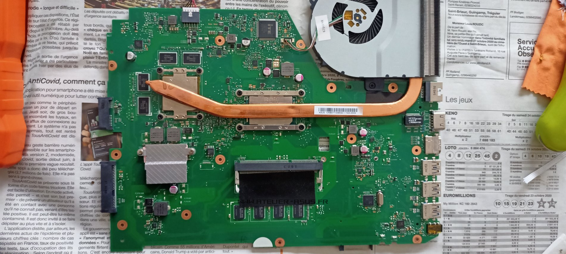 Carte Mère Asus X750 / X750L - Pour Pièces, Non Testée, HS